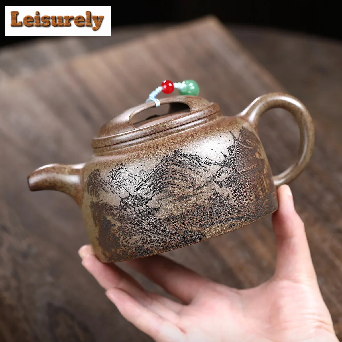 520ml Yixing Purple Clay Teapots Handmade Landscape Pot Raw Ore Wood-fired Porcelain Mud Kettle With Strainer Zisha Tea Set Gift