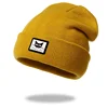 Autumn Winter New Fashion Trendy Knitted Hat for Women Pink Solid Patch Cute Cat Cuffed Beanies Female Ski Hat Girls 3
