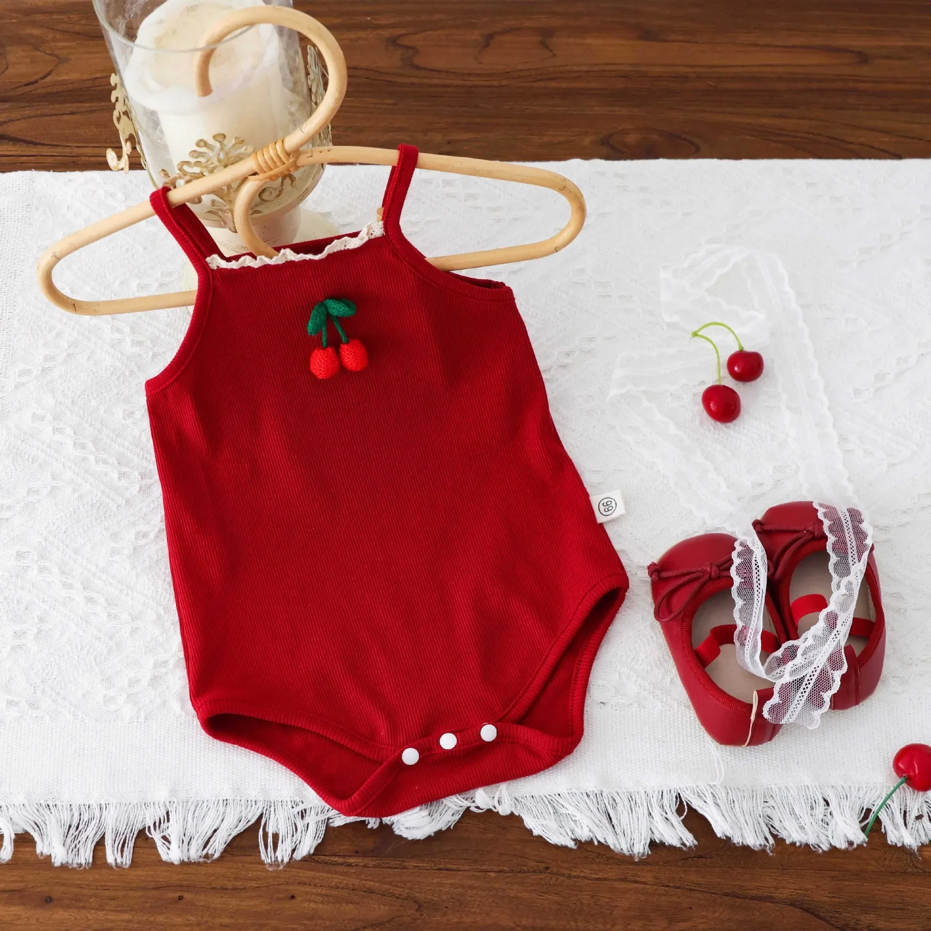 Baby Summer Thin Cherry Blossom Onesie Cotton Romper Suit Newborn Girl Boy Clothes Full Month Hundred Days Babywear