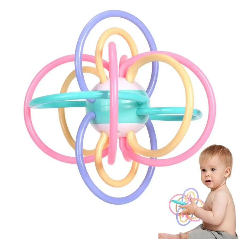 

Teether Ball For Baby Soft Manhattan Hand Ball Toy Rattle Baby Toys Chew Toys Teething Ball Rattle Teethers Toys Grasping