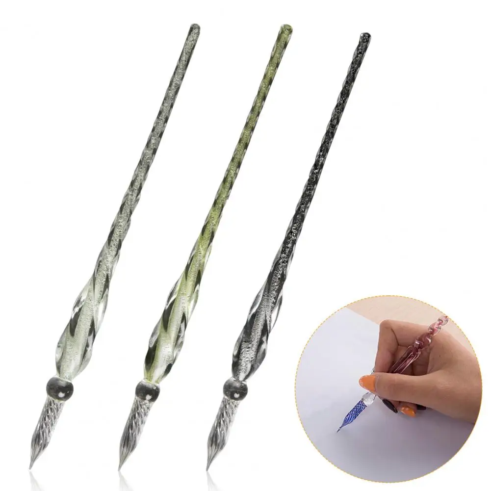 Glass Pen Calligraphy Comics Painting Beautiful Color Effects Dip Pen Smooth Lines Easy to Use Threaded Design Ink Dipping