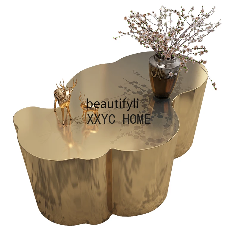 

Кофейный столик светильник Роскошная Современная Гостиная простая маленькая квартира из нержавеющей стали специальная каменная тарелка высококачественный дом