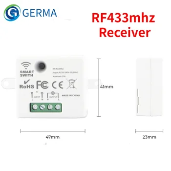 GERMA 미니 무선 스마트 스위치 조명, 전기 433MHZ RF 릴레이 수신기 컨트롤러, 가정용 LED 램프 DIY 제어, 110 220V 10A