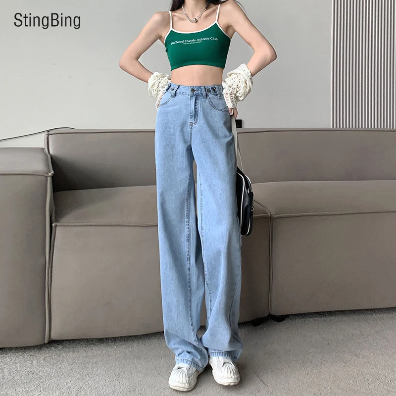 Baggy Jeans Comfort Cotton Vintage Blue Casual Loose Retro High Waist Pants Street Style Wide Leg Straight Trousers Streetwear