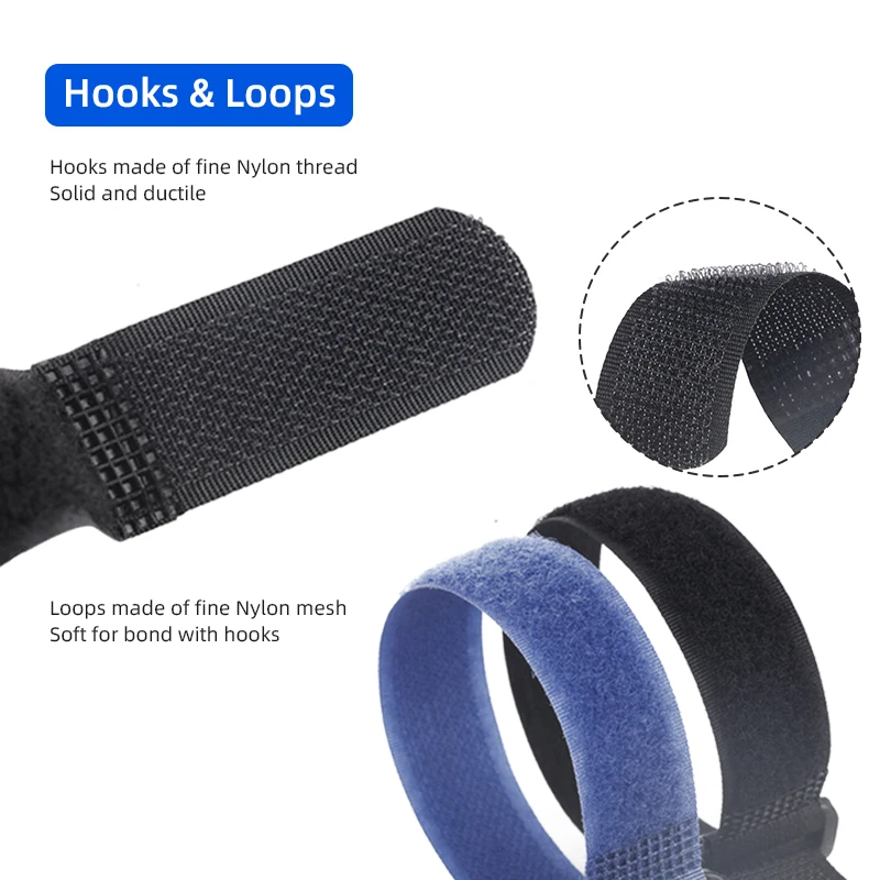 Bicycle Strap 5PCS Deemount Bicycle Nylon Hook/Loop Tape Self Adhesive Strap