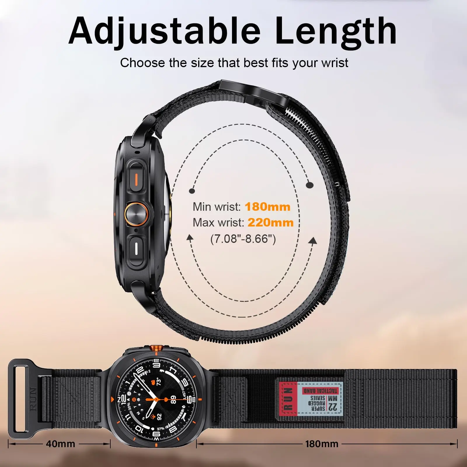 Sport Breathable Nylon Replacement Watch Band - 47mm