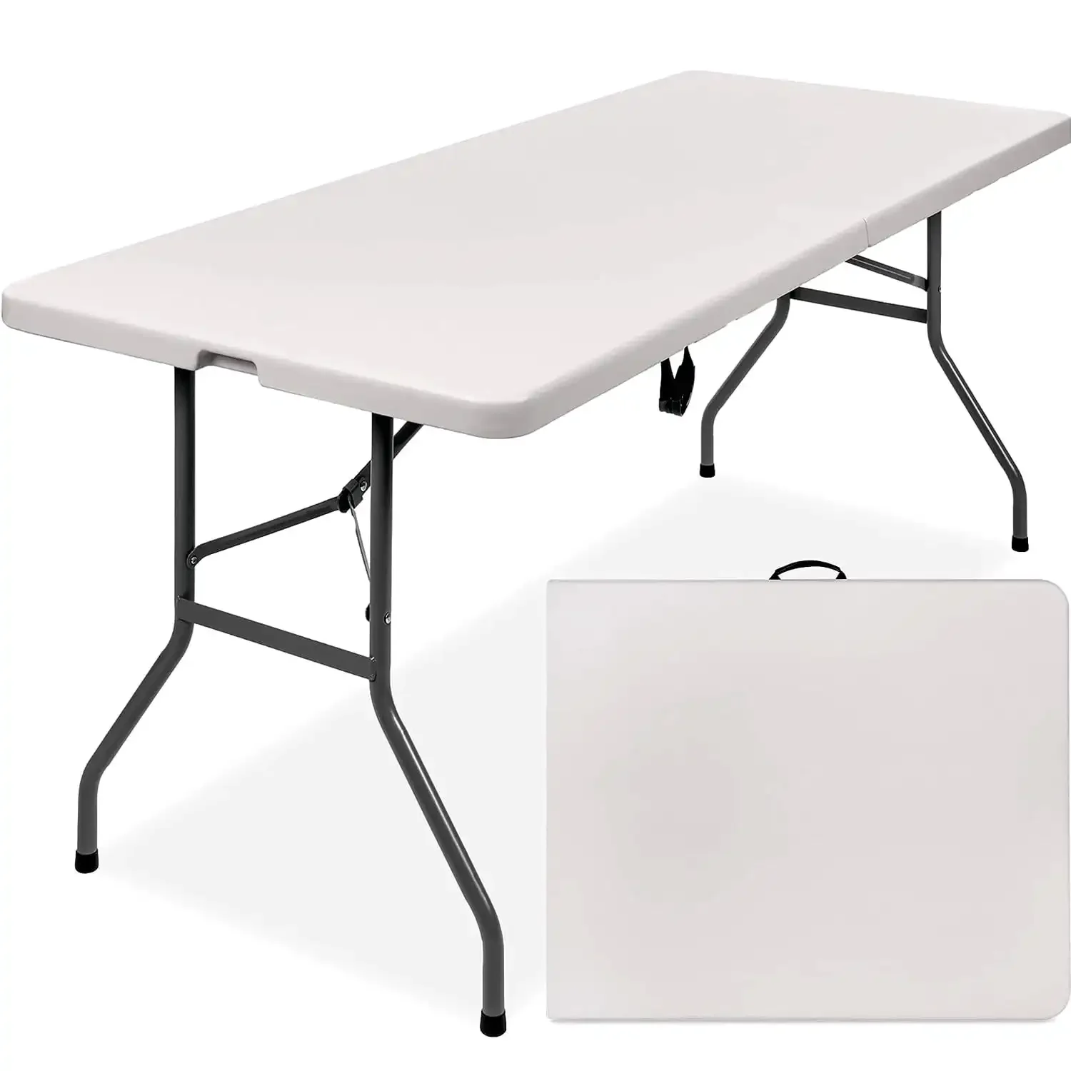 

Folding Table 6ft Heavy Duty Folding Tables with Carrying Handle Plastic Fold up Table for Outdoor Camping Picnic Parties