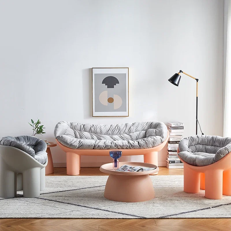 Lekkie luksusowy projektant podwójne plastikowe krzesło z nogą słonia nowoczesne minimalistyczne pojedyncza Sofa rekreacyjne kreatywne relaksujące meble