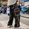 INCERUN 2024 Korean Style Trousers Mens Casual Splicing Line Design Long Pants Leisure All-match Pocket Straight Pantalons S-5XL 4