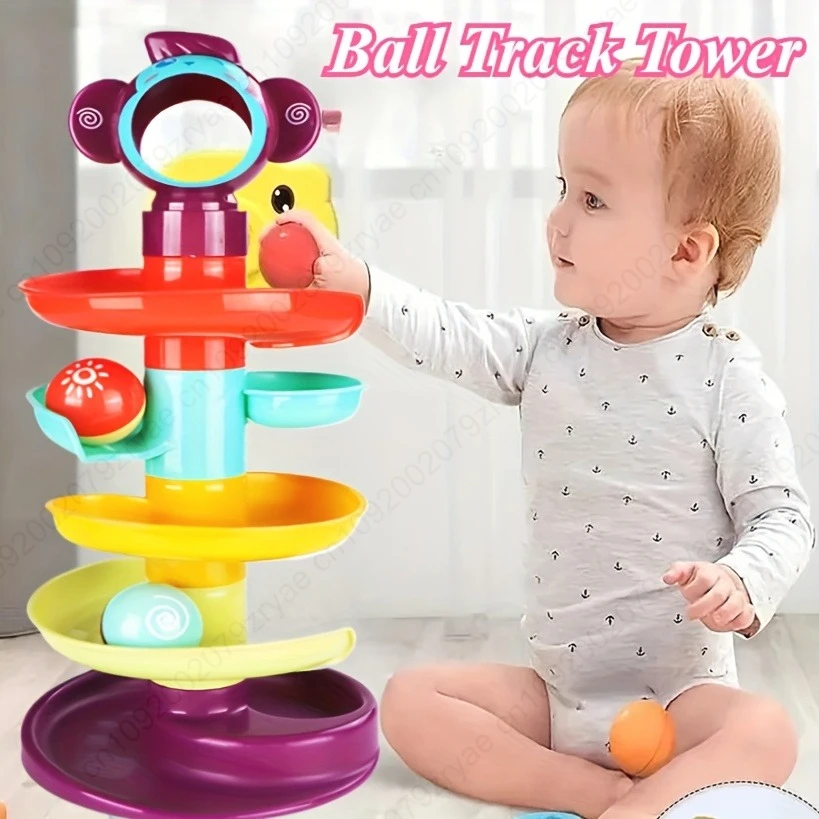 Jouet pour bébé, boule roulante rotative, tour à poils, jouet éducatif coulissant Montessori pour bébés et enfants, piste rotative empilable, cadeau pour nouveau-né