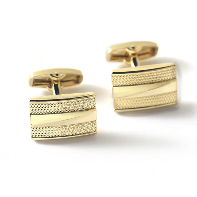 High Quality Rectangular Electroplated Gold Silver Cufflinks Sell Well For Men's French Gentlemen Cufflinks As Holiday Gifts_voghion.com