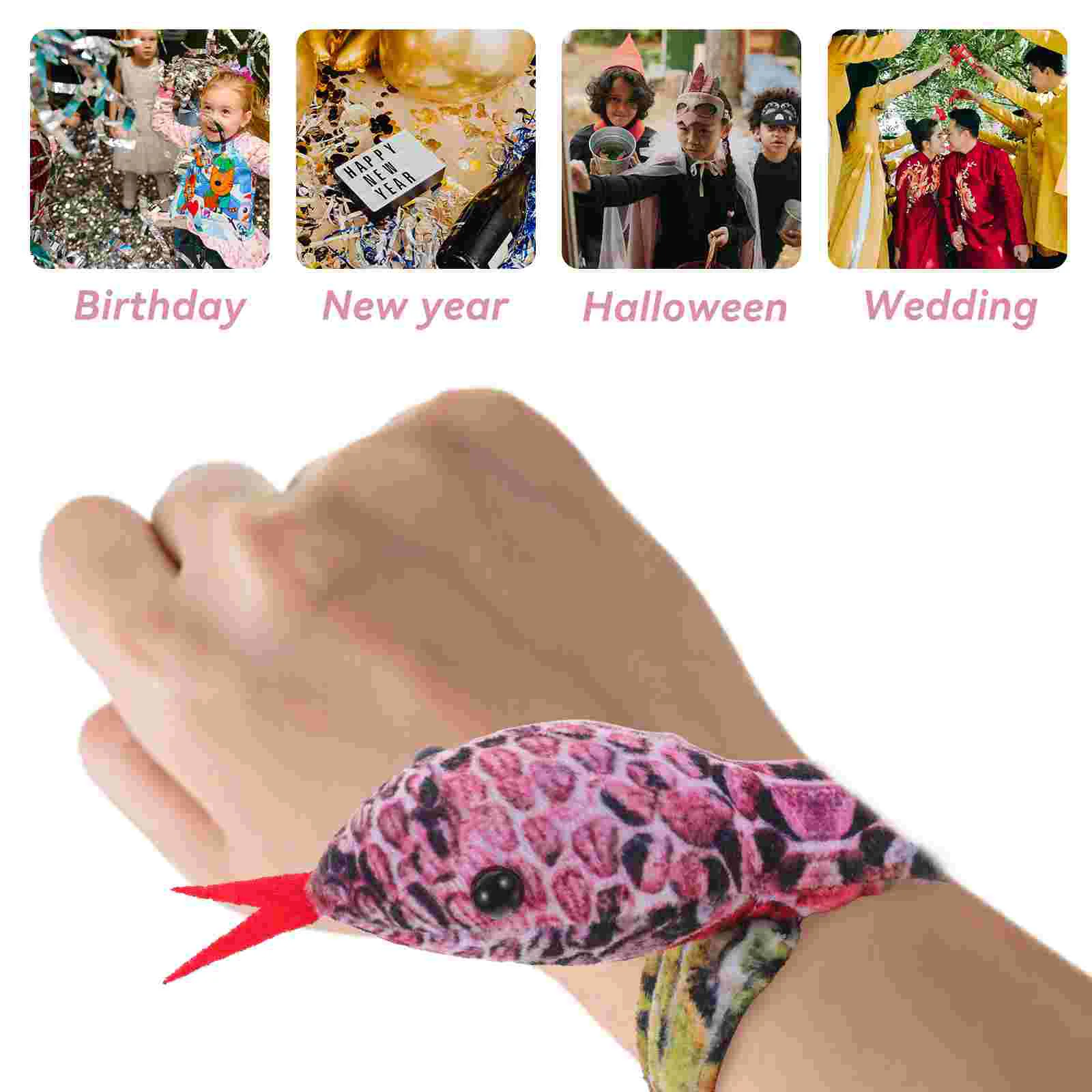 4 Pcs Soft Cloth Wristbands Kids Toys Slap Bracelet Snake Ring Animal Pretend Play Fashion Accessories Game Supplies Toy Snakes