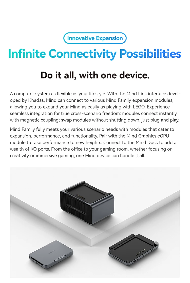 Khadas Mind 2, Pocket Mini PC with Intel Core Ultra 7 155H, 5.55Wh Battery, Thunderbolt 4, 8K, Win 11 Home, Micro Desktop Comput