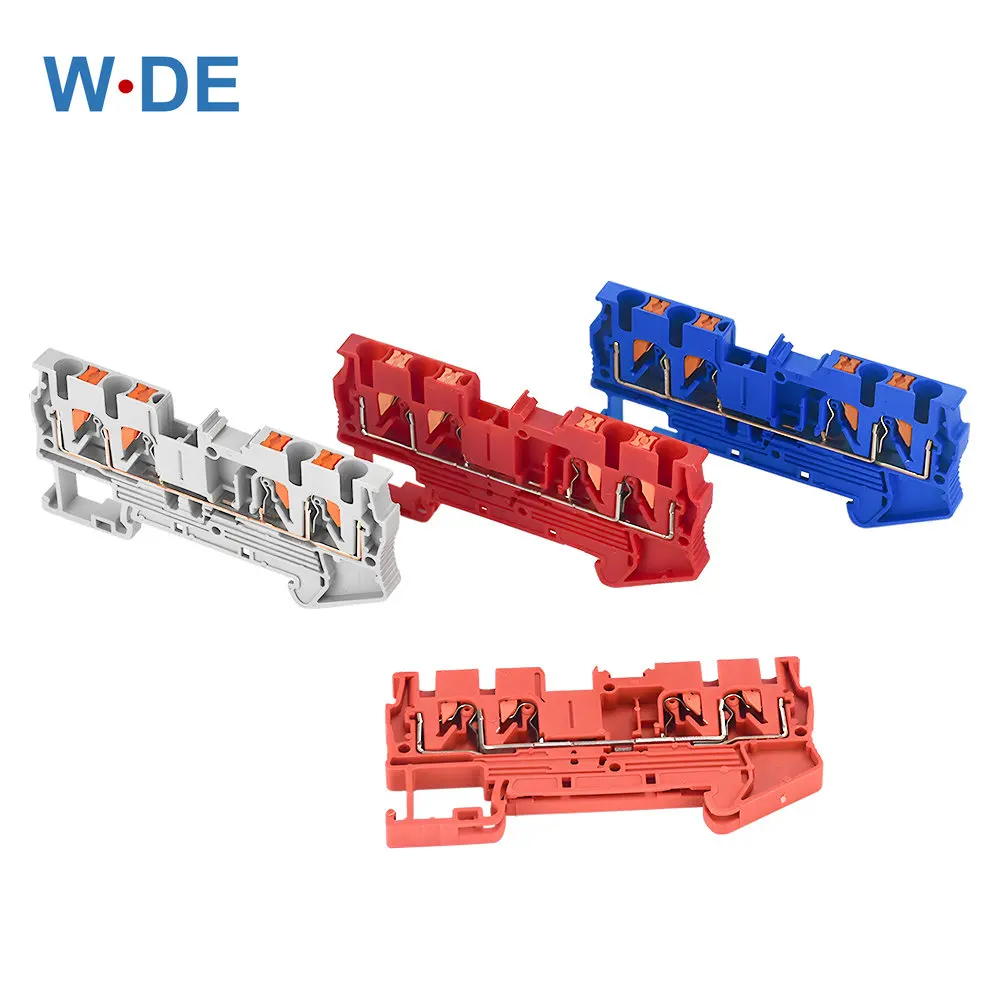 Bloco Terminal Pt2.5-quattro Condutor Fio Elétrico do Trilho do Din Conexão da Mola Empurre no Conector do Fio do Condutor 50 Pcs