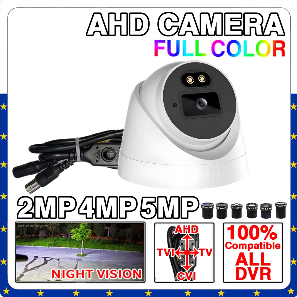 Caméra dôme 4K HD 5MP 4MP 1080P polychrome AHD CVBS TVI CVI 4 en 1, alerte lumineuse, Protection, sécurité intérieure, Plug and Play