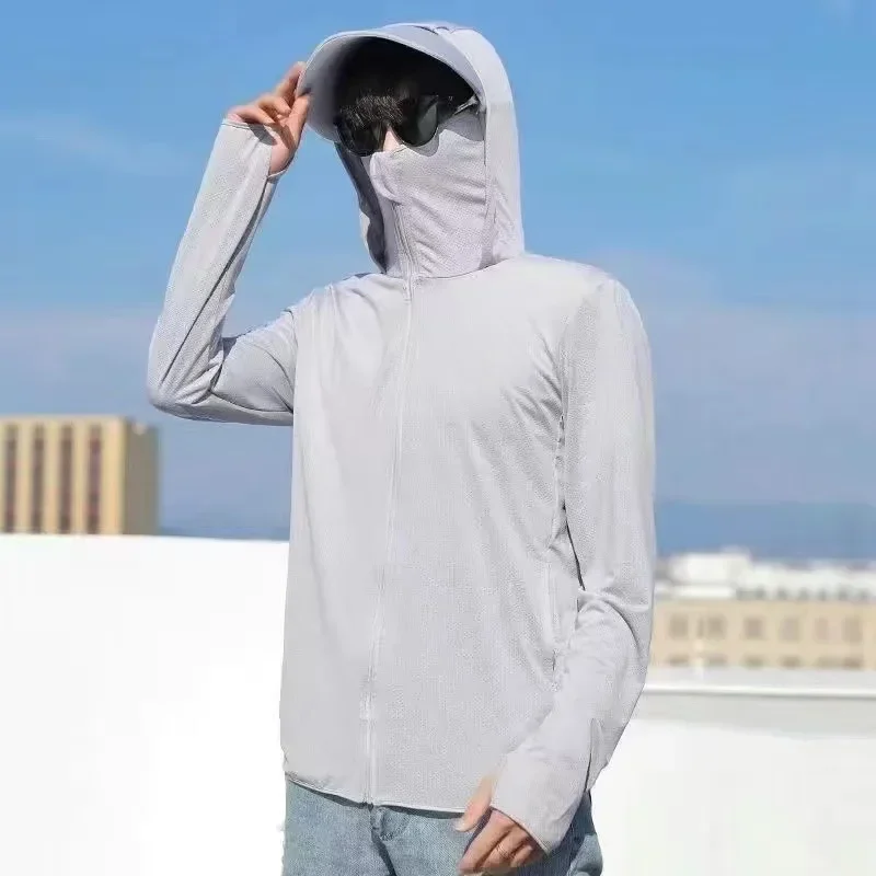 남성용 자외선 차단 의류, 얇은 메쉬, 빠른 건조, 통기성, UV 차단, 낚시 기어 작업, 야외 자외선 차단, 사이클링 세트