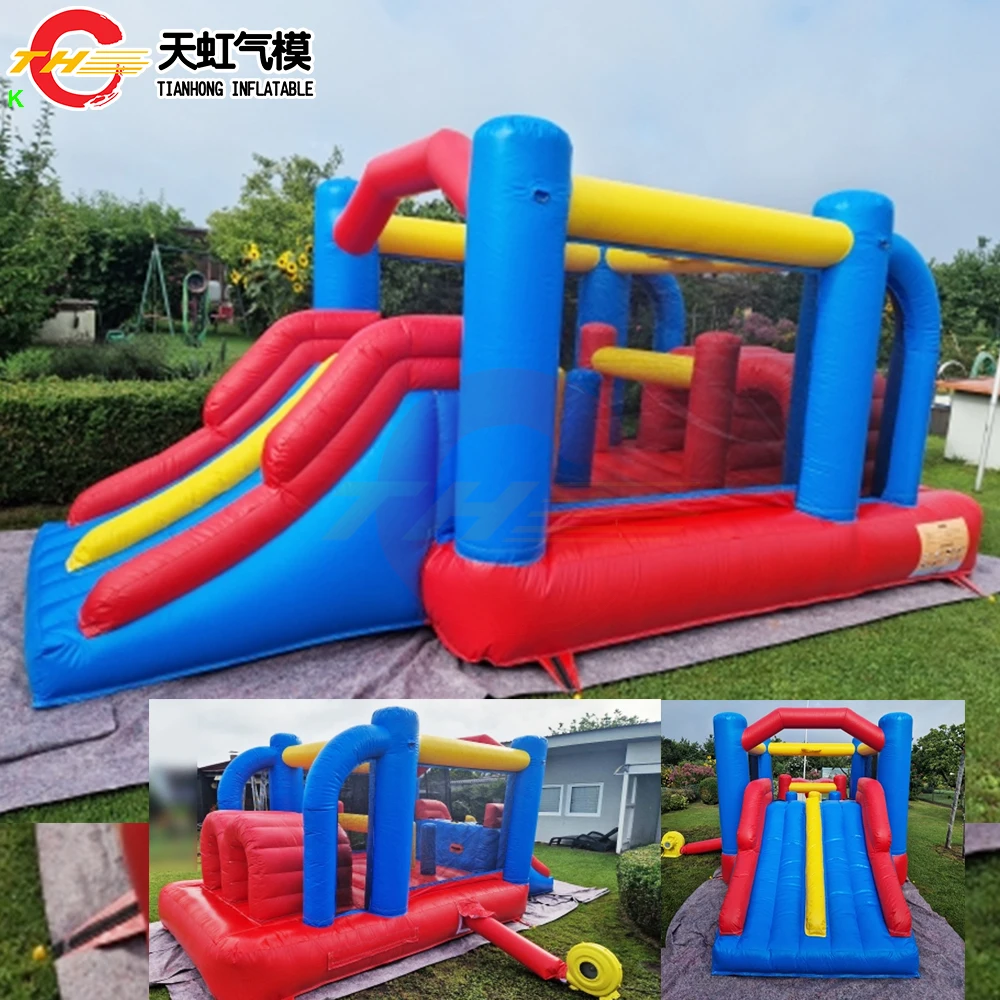 

Free Door Shipping 5.2x2.5m Blue Red PVC Tarpaulin Inflatable Bouncer for Children Cheap Bouncy Castle Bounce House with Slide