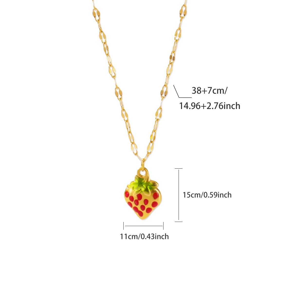 Strawberry Necklaces For Women Gold Color Stainless Steel