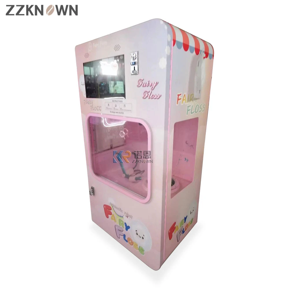 Cotton Candy Shapes Vending Machine Automatic Commercial With Coin Bill Credit Card Acceptor