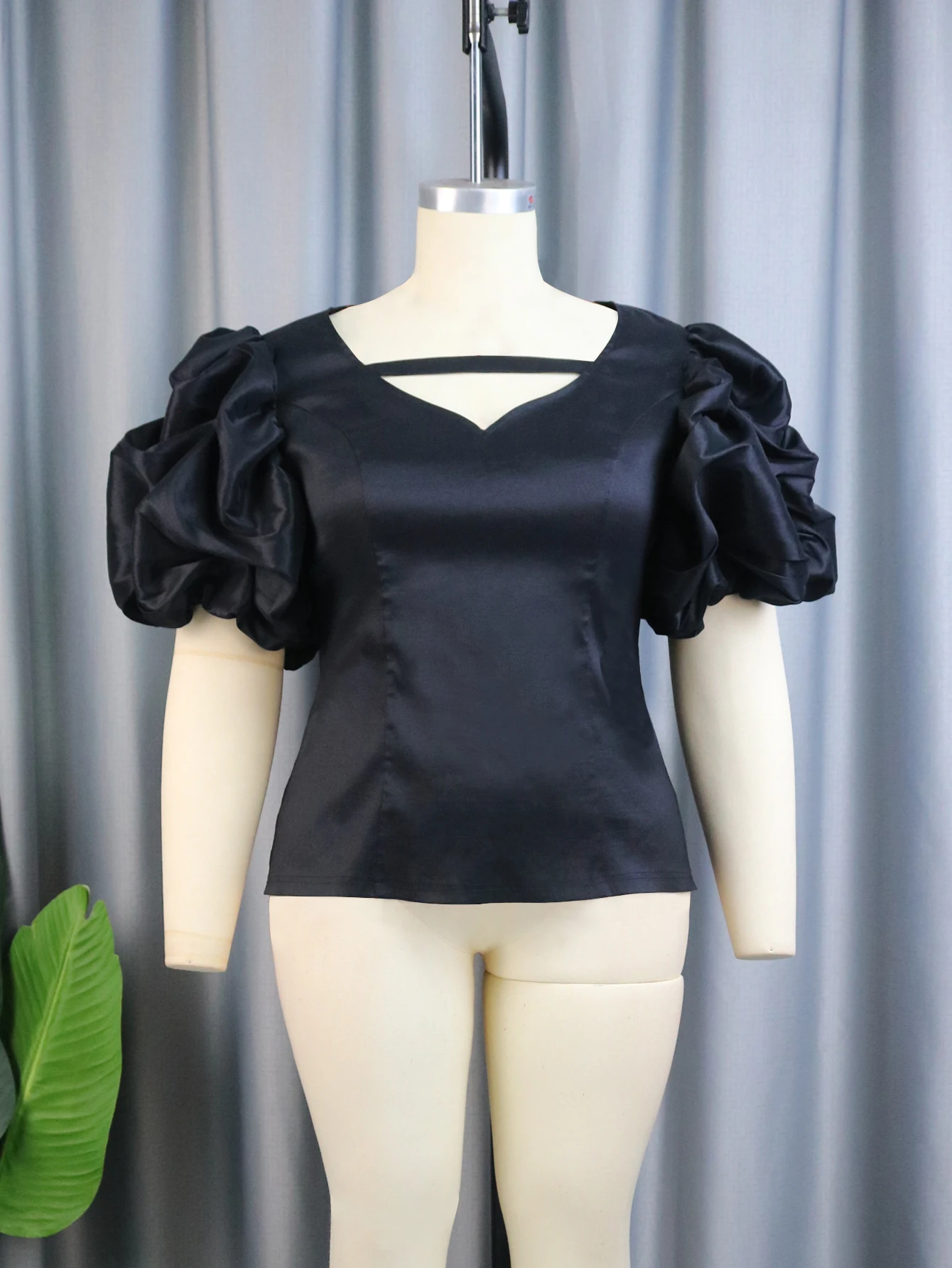 Blouse Black Shiny Top For Evening Dressy Tops For Cocktail Party