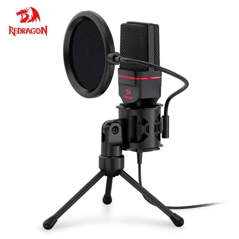 

REDRAGON GM100 Seyfert Omni Condenser Microphone With Tripod Audio 3.5mm Computer Studio For PC Phone Karaoke Recording phone