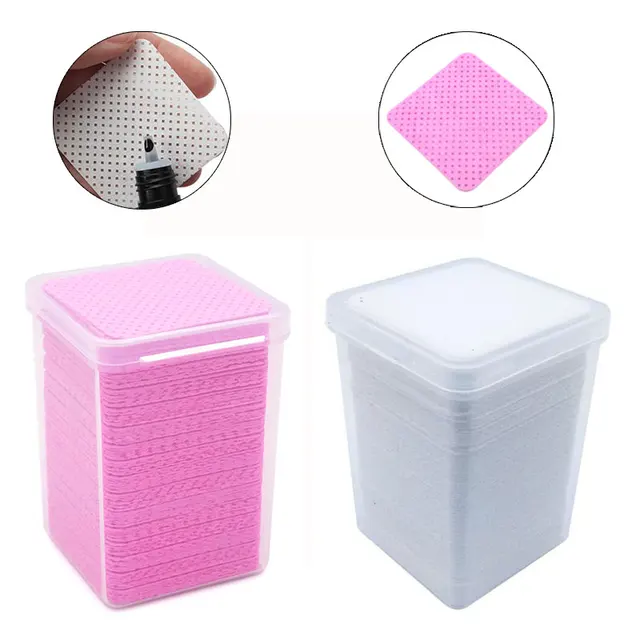 200PCS Rosa/Weiß Wimpern Kleber Entferner Wischen Fusselfreie Baumwolle Tücher Kleber Flasche Mund Reinigung Papier Reiniger Pads mit Box