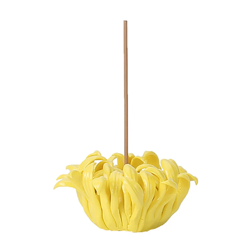 Ceramic Yellow Chrysanthemum Tea Pet Flower Incense Burner Stick Holder, Aromatherapy, Cha Dao, Tearoom, Yoga, Office Supplies