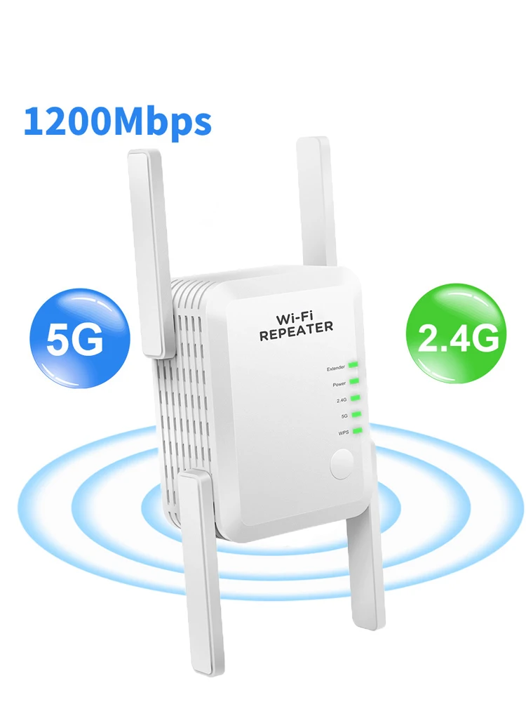 

Wi-Fi-повторитель с поддержкой 1200 Мбит/с, 2,4 + 5 ГГц