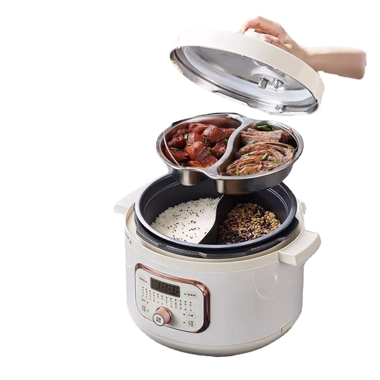 220V Home Electric Pressure Cooker 2 Flavor Multifunctional Rice Cooker Non-stick Multi Cooker & 2 Flavor Inner and Steamer 5
