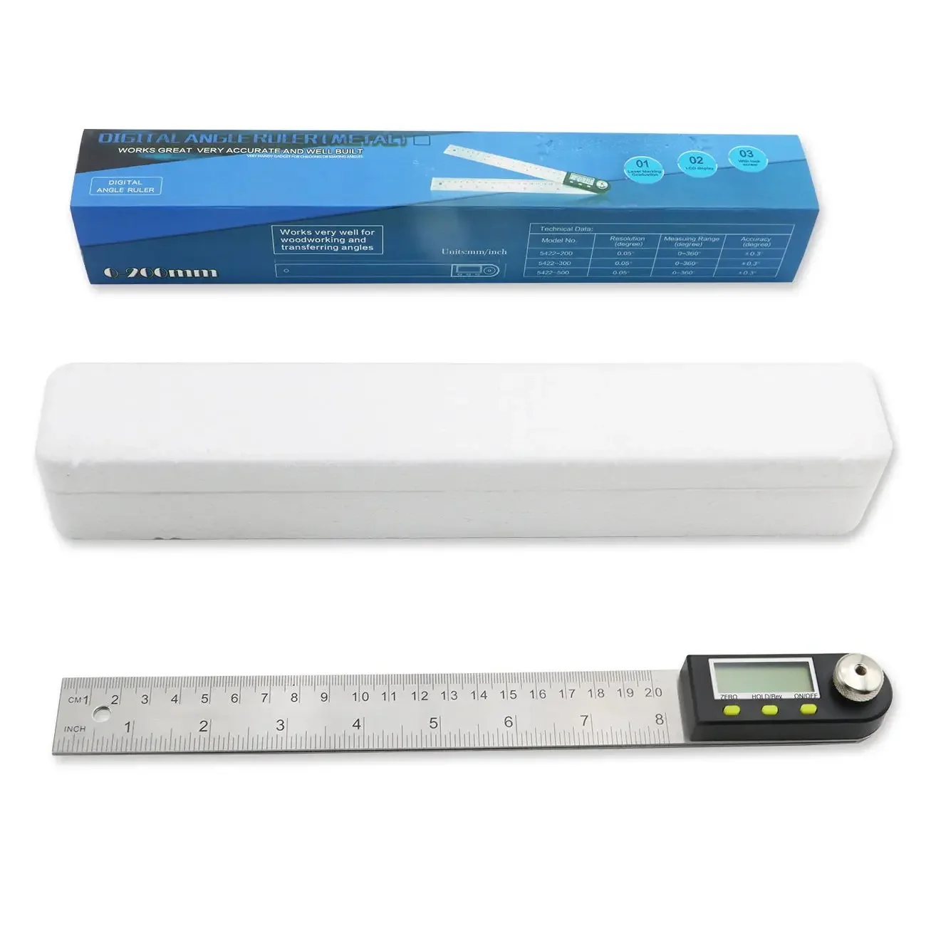 200mm 8'' Digital Protractor Inclinometer Electronic Angle Ruler Goniometer Measurements Stainless Steel Angle Ruler