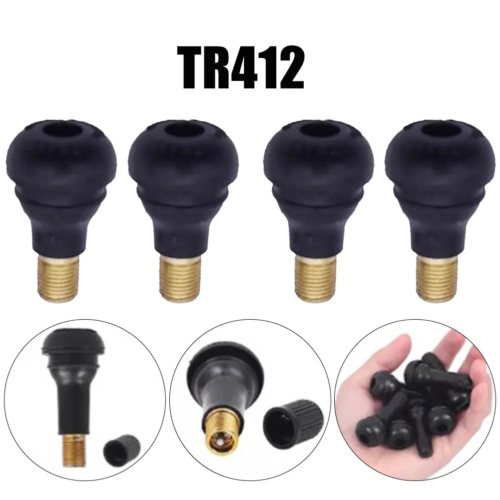 4Pcs/Lot TR412 Universal Valve Stems With Dust Caps Tyre Rubber Valves Tubeless Nozzle Wiith Valve Core Car Wheel Snap-in Tire