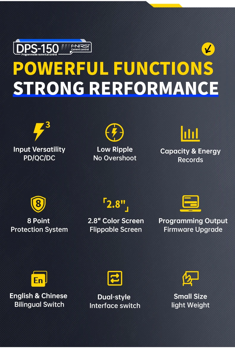 Description Picture 3 of itemFNIRSI DPS-150 Programmable CNC DC Power Supply 30V 5A Adjustable Voltage Regulated Laboratory Bench Switching Power Supply