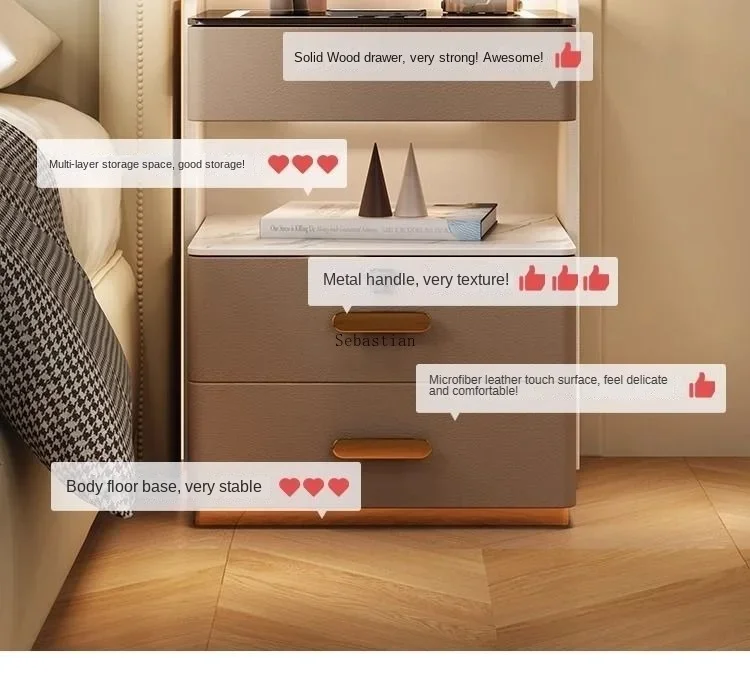 Description Picture 6 of itemSmart Home Bedside Table, Wireless Charging Password Lock, Three-layer Bedroom Storage, Solid Wood Storage, Bedside Cabinet