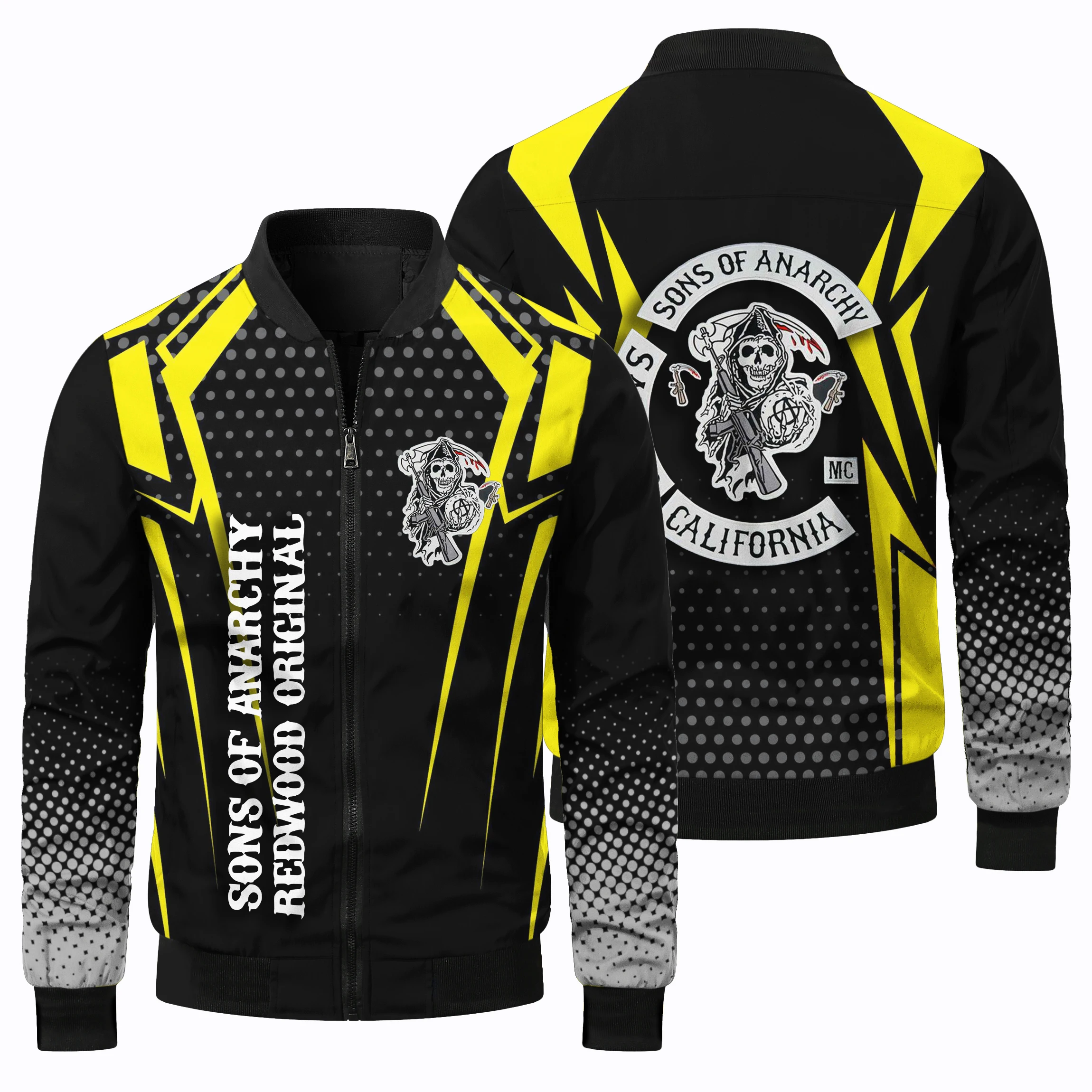 thumbnail image 4 of Chaqueta de manga larga para hombre con estampado 3D de carreras, para deportes al aire libre, ciclismo, moda, con cremallera y cuello redondo, para primavera y otoño, 4 of 5