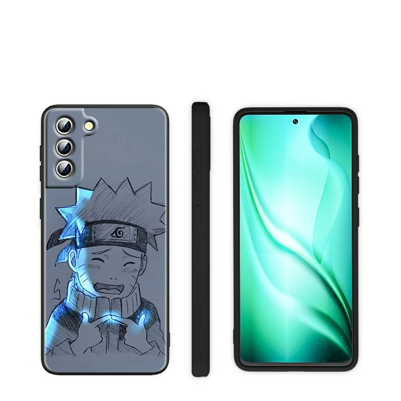 Naruto Sáng Tạo Vẽ Tay Dành Cho Samsung Galaxy Samsung Galaxy S22 S21 S20 FE Cực Pro Lite S10 5G S10E S9 S8 plus Chống Sốc Dẻo Màu Đen Ốp Lưng Điện Thoại cute samsung phone case Cases For Samsung