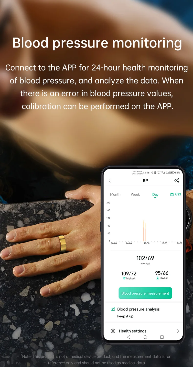 R1000 Stainless Steel Health Tracker Smart Ring Blood Oxygen Pressure Heart Rate Monitor Smart Finger Rings Fitness Waterproof