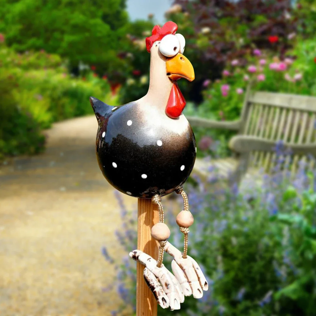 Statue De Coq Décorative Avec Lanterne Solaire - Résine Imperméable 17x31,5 Cm - Décoration Jardin, Patio, Extérieur - Lumière Automatique