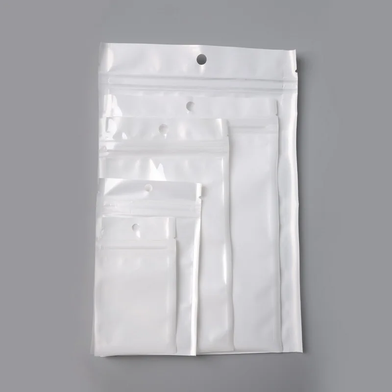

50-100pcs Translucent white Zipper Bag, Can be Closed Again Plastic Bag, Bulk Jewelry Bracelet Accessories Packaging