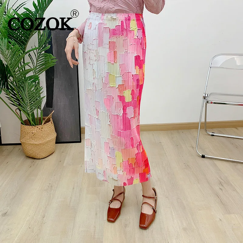 

COZOK Half Length Skirt For Women Spring 2024 New Patchwork Plaid Contrast Color High Waisted Slim Temperament WT5026