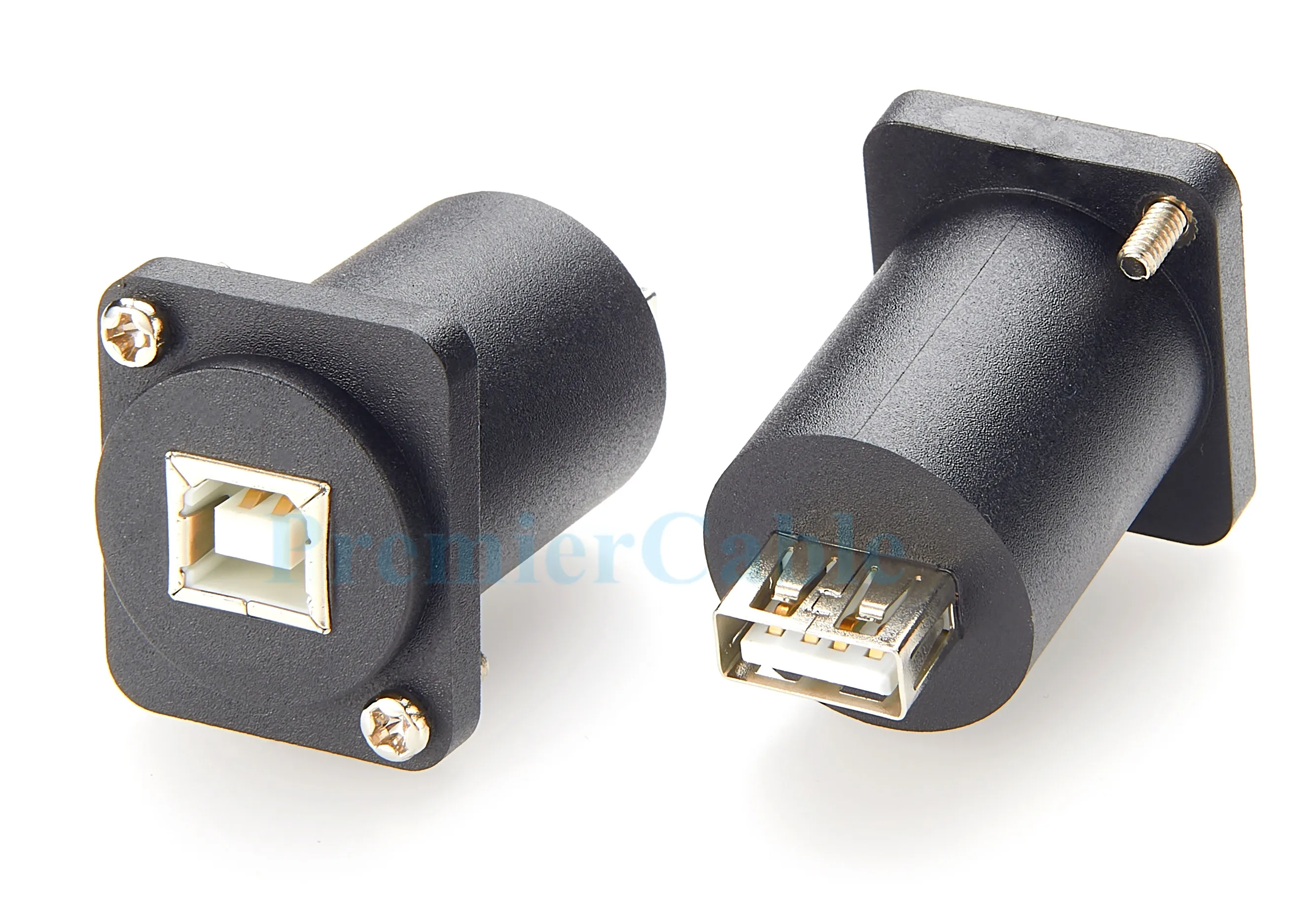 D-Typ USB B auf A Panel Mount Connector USB 2.0 Buchse Datenanschluss Lötfreier USB Typ B auf USB 2.0 Fester Adapter mit Gewinde – Detail 1