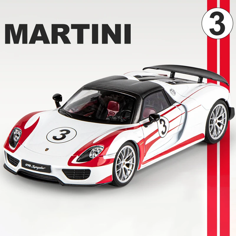 1:18 Scale Car Model Porsche Martini 918 Spyder Alloy