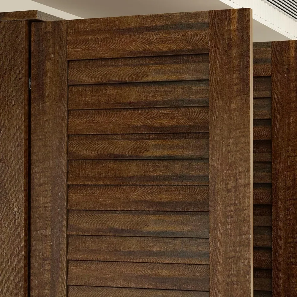 Multi-Tier Shelves, 5 Drawers, Hanging Rod & 4 Louver Doors, Wooden for, Wardrobes 6