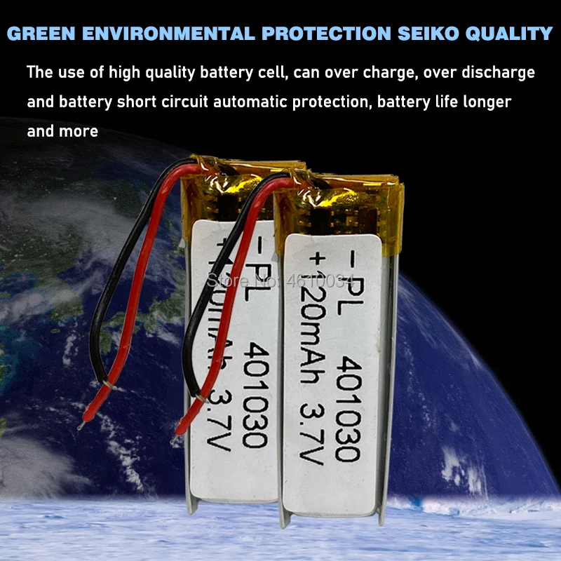Rechargeable Lithium Batteries 3.7V 120mAh 30*10*4mm 401030 lithium ion li ion MP3 MP4 MP5 DVD toy mobile bluetooth earphone lipo rechargeable cell rechargeable lithium batteries