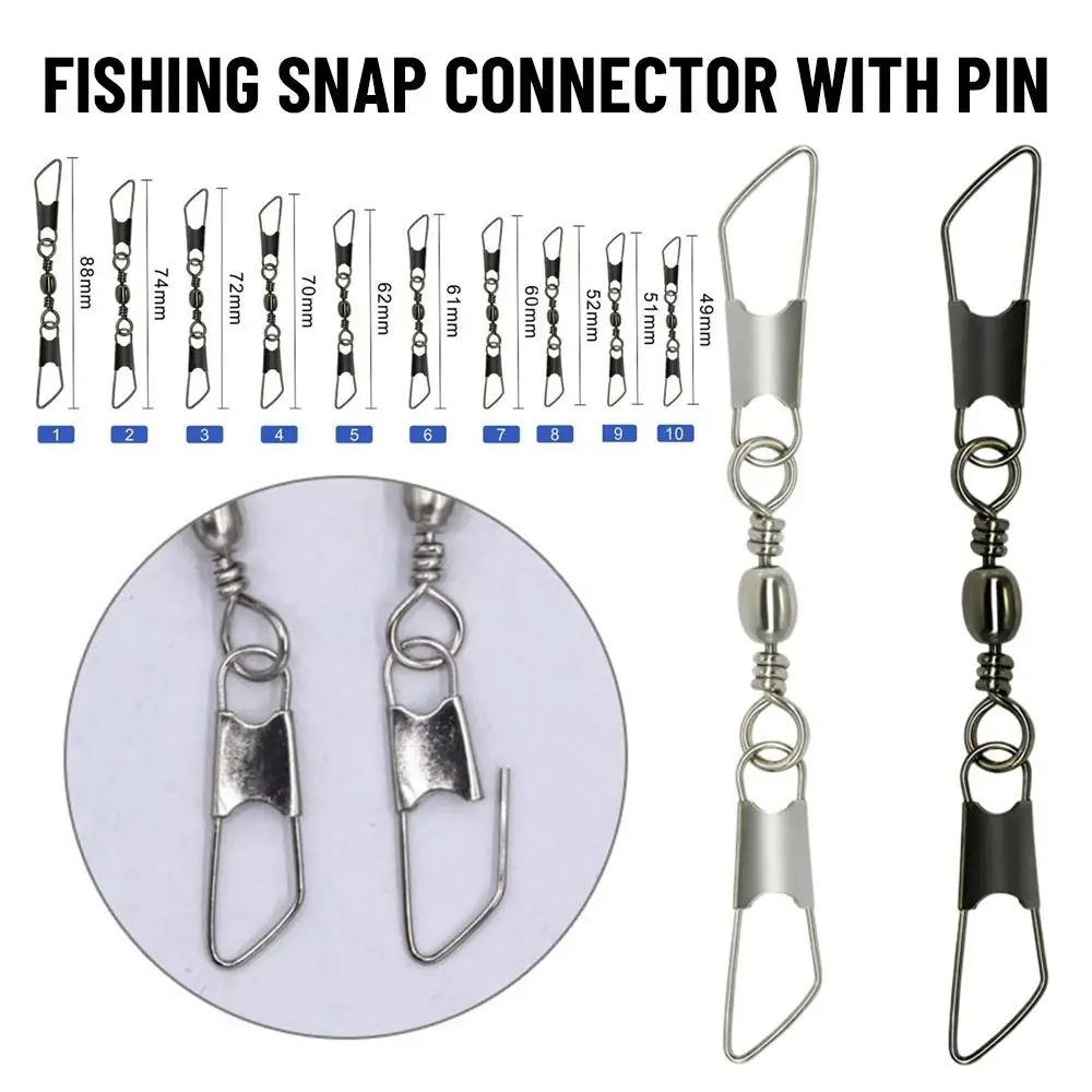 

50pcs Durable Solid Ring Size 1# to 9# Bearing Barrel Heavy Duty Ball Fishing Snap Connector with Pin Rolling Swivel