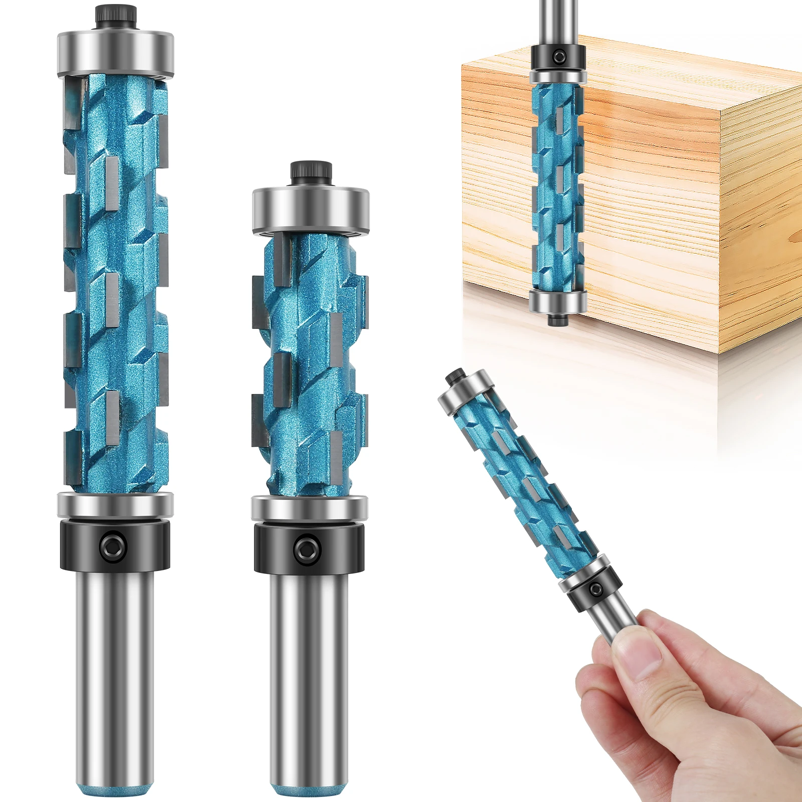 

2Pcs 1/2inch Shank Flush Trim Router Bit Set Carbide Flush Trimming Bit Professional Double Bearing Spiral Trimming Tool