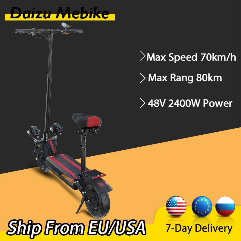 48V 18AH Electric Scooter 2400W Folding E scooter Max Speed 70km/h Dual  Drive Adult Kick Scooter with Seat Long Range 80km| | - AliExpress