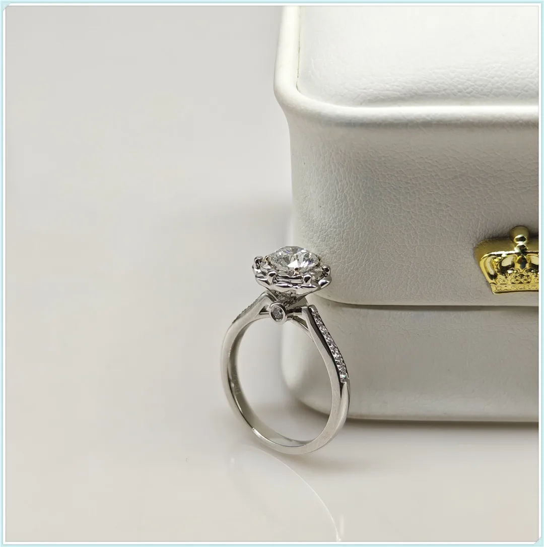 Flower IGI Real CVD HPHT Lab Grown Diamond Rings 1ct Brilliant Diamond Halo Engagement Rings for Women Girls Promise Gift