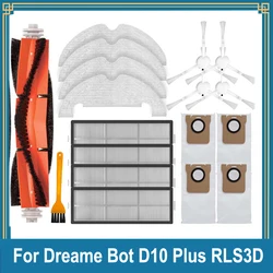 Accessories For Dreame Bot D10 Plus RLS3D Vacuum Cleaner Spare Parts HEPA Filter Mop Cloth Side / Main Brush Dust Bag