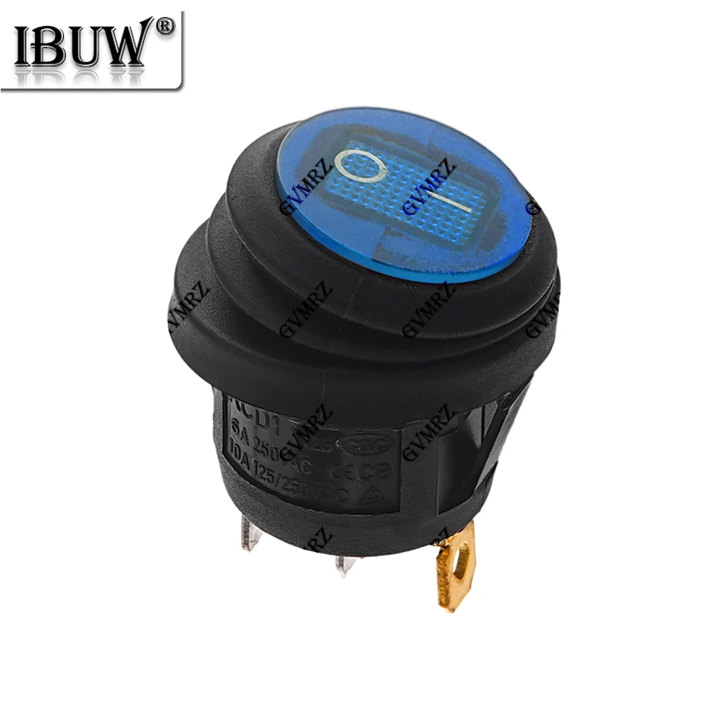 1PCS KCD1 SPST 3핀 로커 스위치 6A 10A 250V 125V AC LED 온오프 방수 차량 보트 스위치 라운드 스위치 KCD1