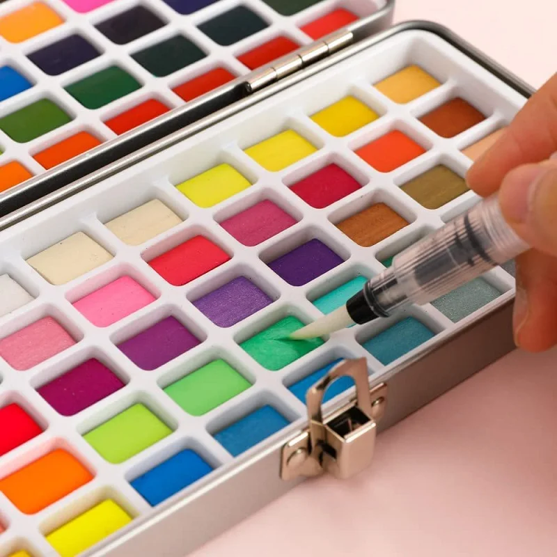 Watercolor Painting Set Watercolor Paint Watercolor Pigment 50/72/90/100 Color Acuarelas Solid Pigment Watercolor Manicure Nail Draw DIY Art Supplies Painting Kit Glitter Paint Decor Nail